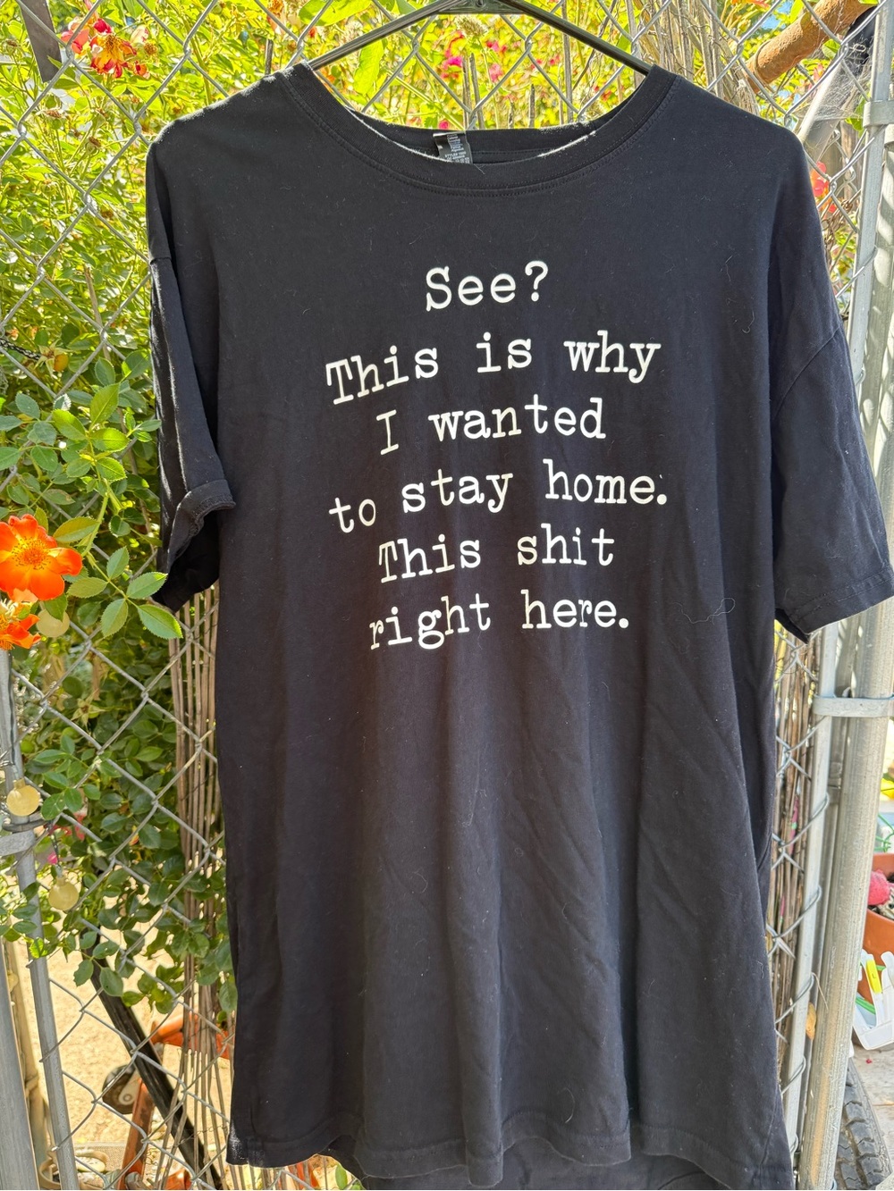 Funny Sarcastic Introvert Graphic Tee "Why I Wanted to Stay Home" Black L unisex